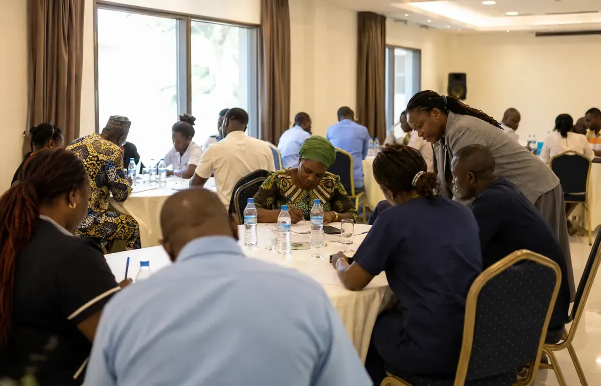 Healthcare staff taking part in a capacity-building training session